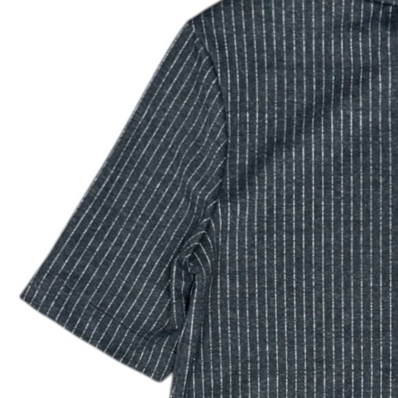 EUC Women's ZARA Mock Neck Midi Shift Dress Charcoal/White Pinstripe | Size S - Picture 6 of 7